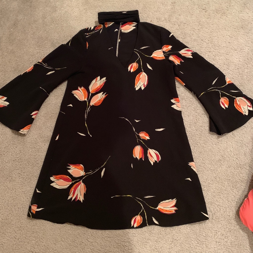 ZARA Basic Collection Black Floral Dress